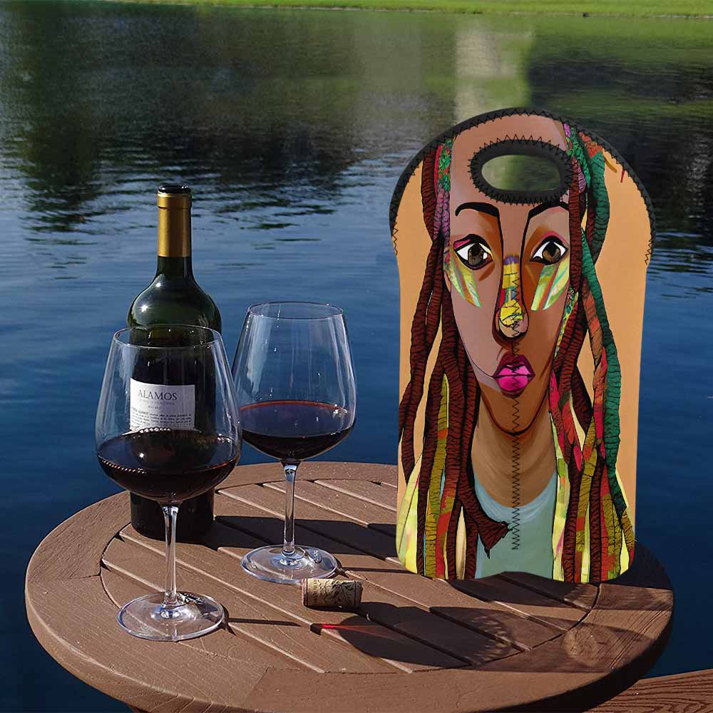 Dreads & Braids, 2 bottle wine bag, picnic or gift, african tribalgirlz Fulangiara 26