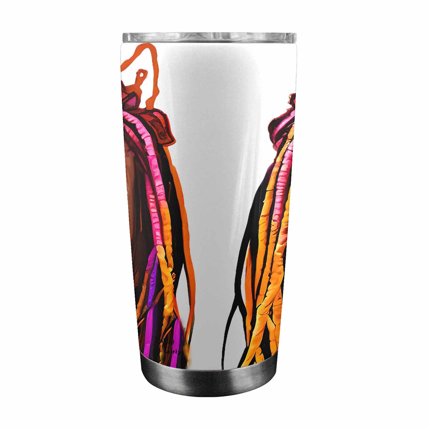 Dreads & Braids, Transparent Tumbler, mug, african tribal, outline BL, Fulangiara 11