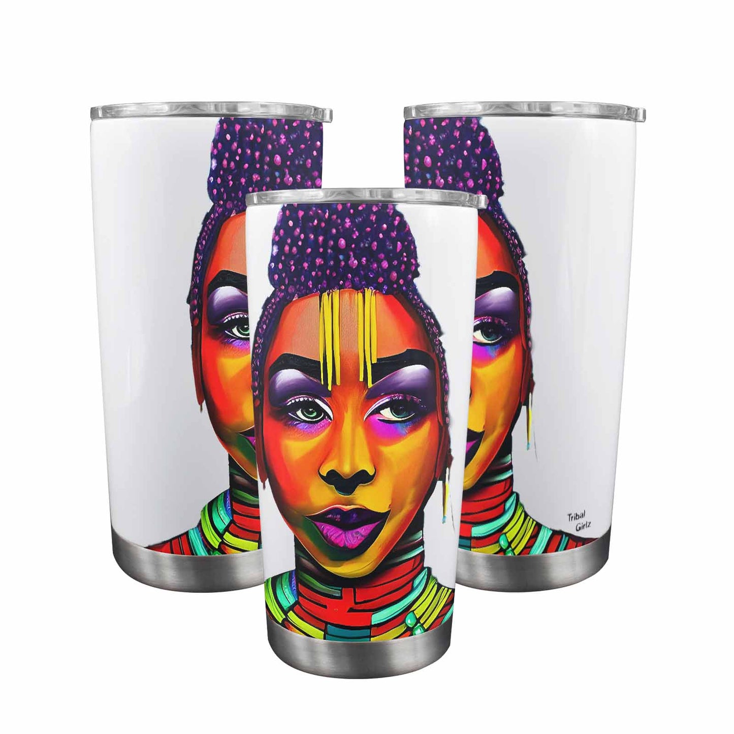 Dreads & Braids, Transparent Tumbler, mug, african tribal, outline BL, Fulangiara 35