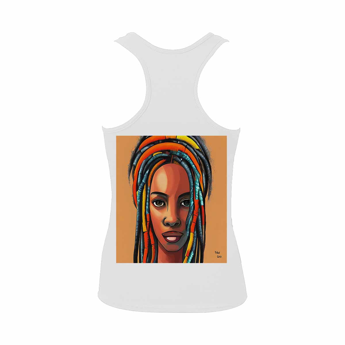 Dreads & Braids, WHITE tank top, cotton, african tribal, full image Fulangiara 8