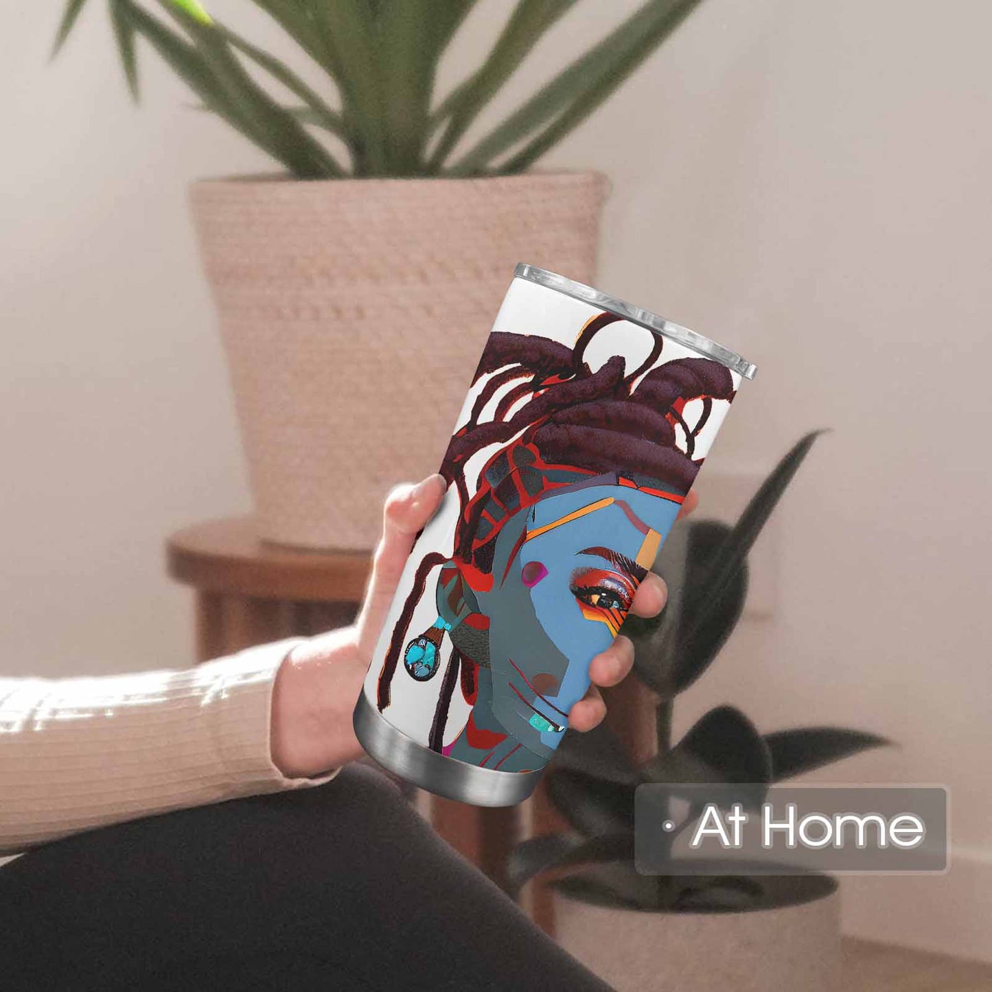 Dreads & Braids, Transparent Tumbler, mug, african tribal, outline BL, Fulangiara 23