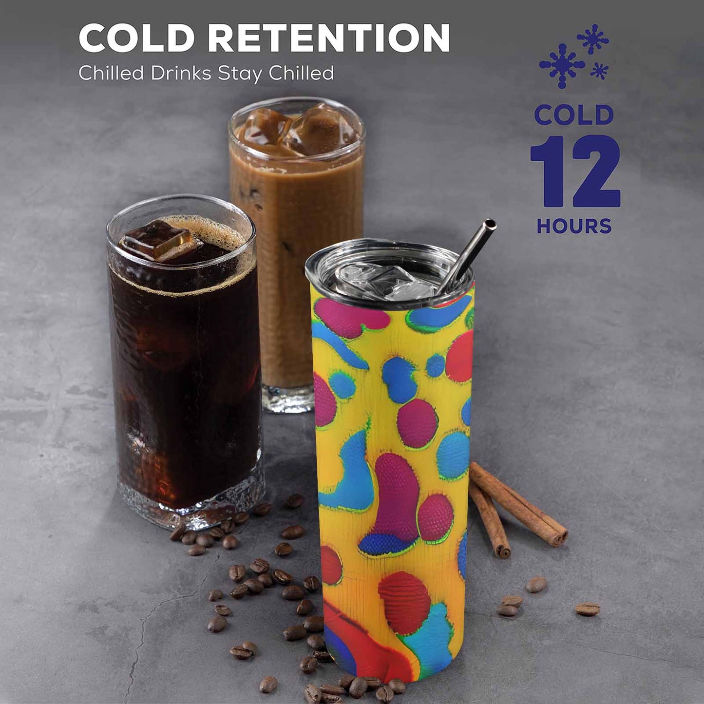 African Art, tall stainless steel insulated tumbler, travel mug, design 06