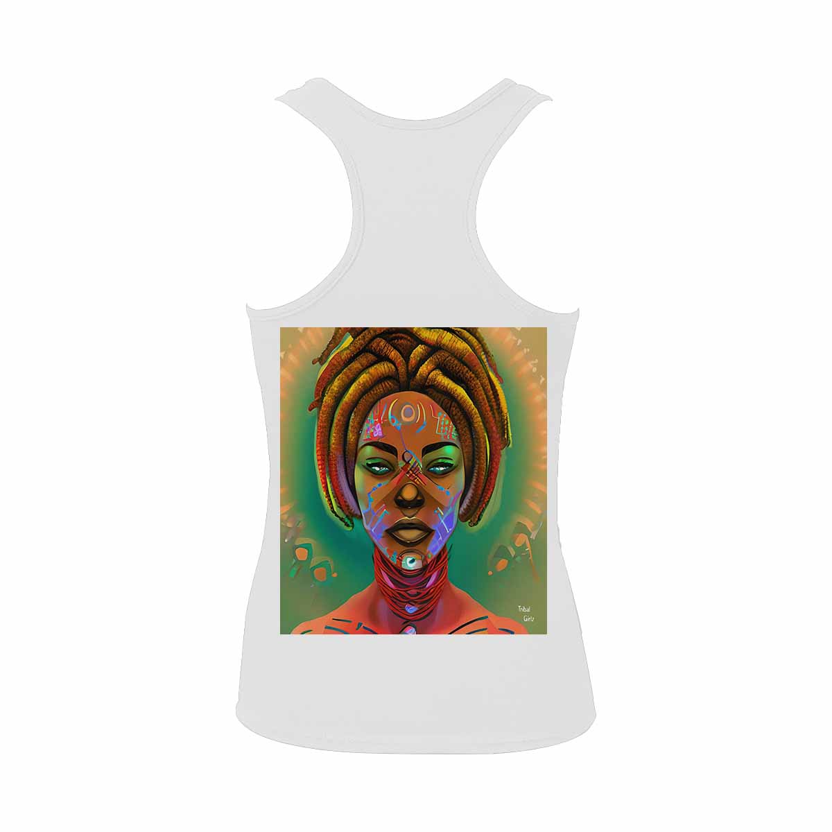 Dreads & Braids, WHITE tank top, cotton, african tribal, full image Fulangiara 46