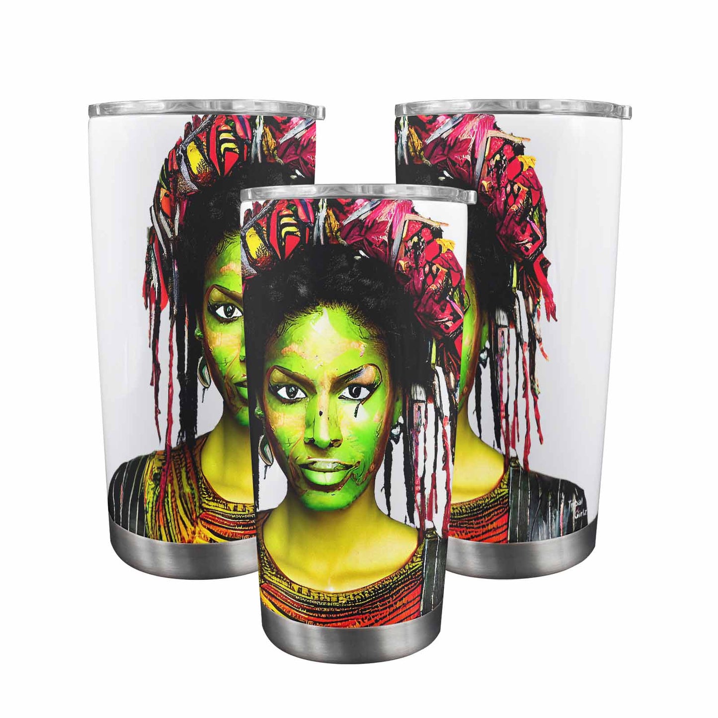 Dreads & Braids, Transparent Tumbler, mug, african tribal, outline MCL, Fulangiara 2