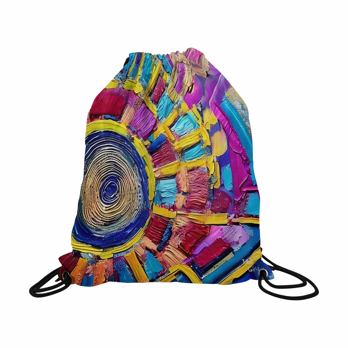 African artsy drawstring sling bag, design 04