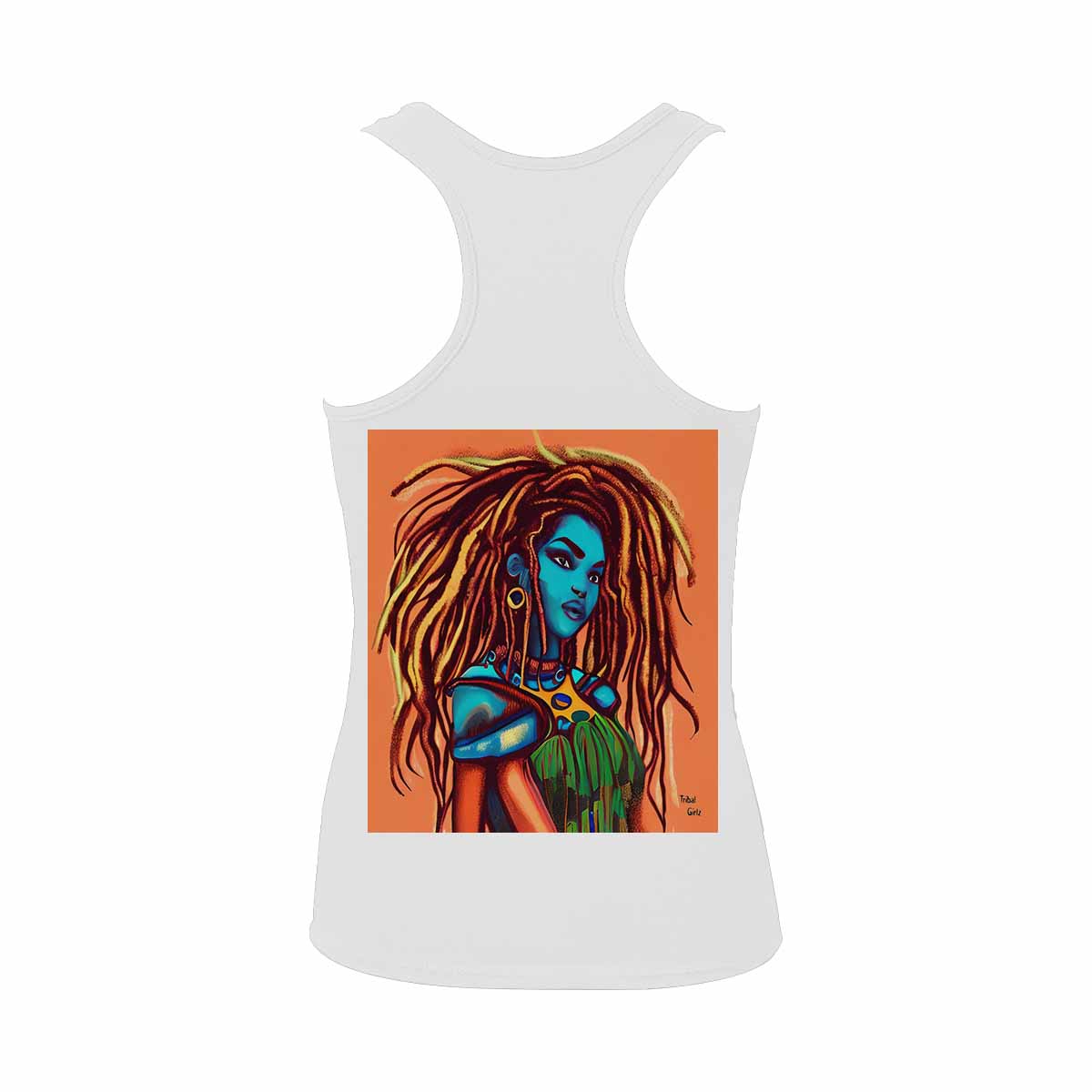 Dreads & Braids, WHITE tank top, cotton, african tribal, full image Fulangiara 30
