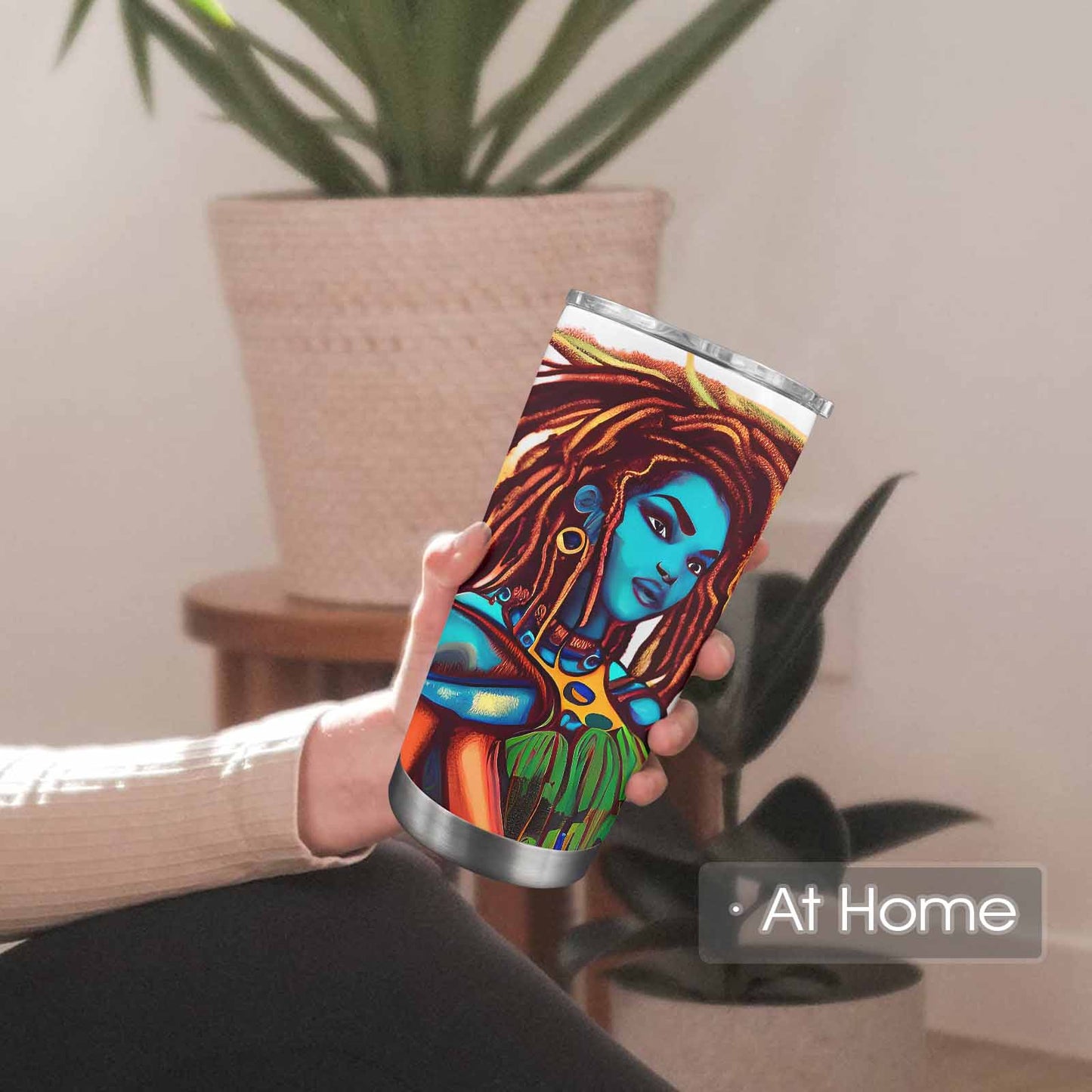 Dreads & Braids, Transparent Tumbler, mug, african tribal, outline BL, Fulangiara 30