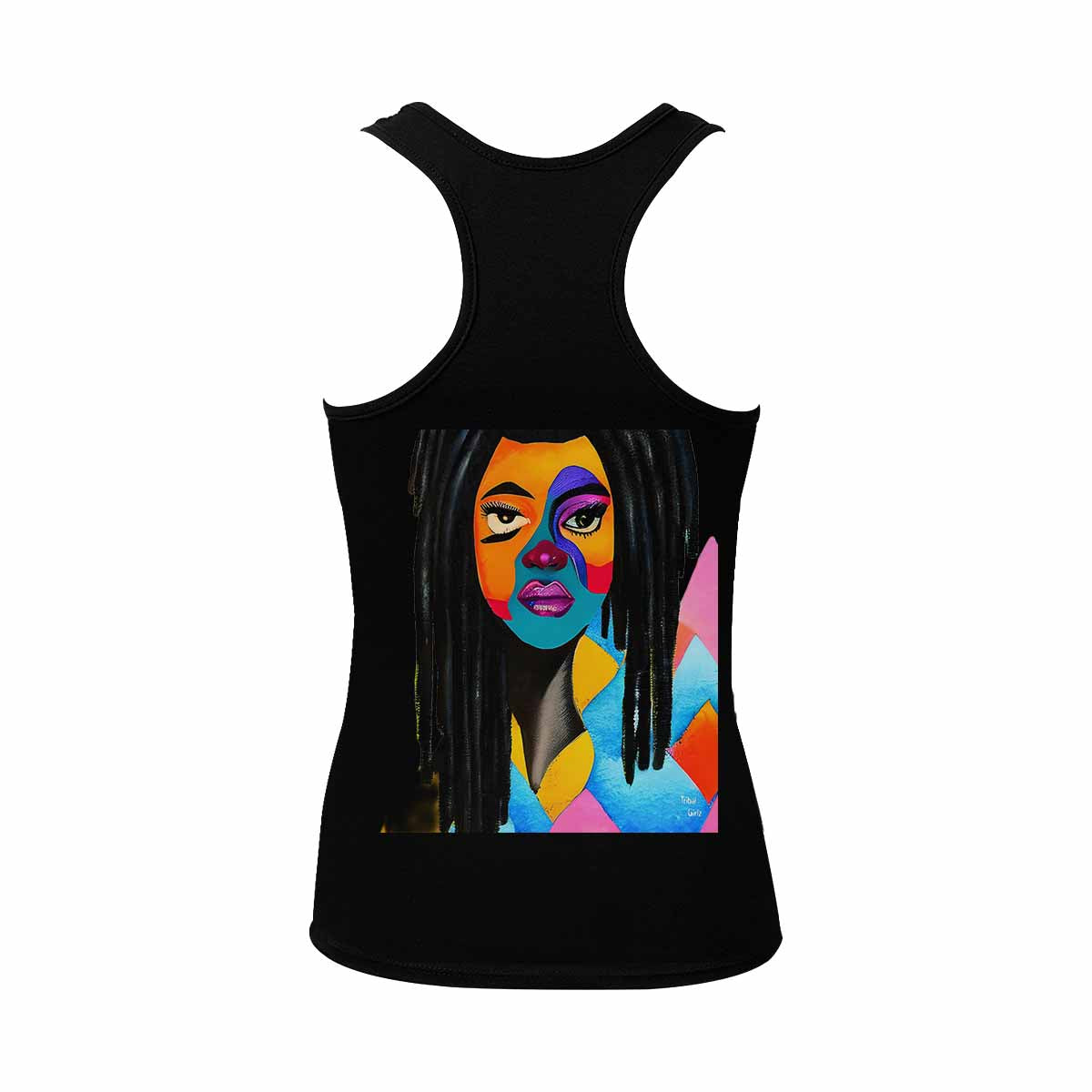 Dreads & Braids, BLACK tank top, cotton, african tribal, outline MCL, Fulangiara 21
