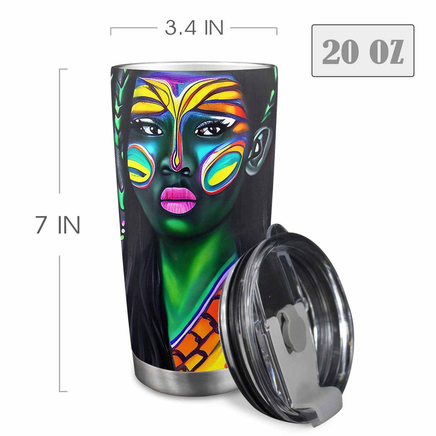 Dreads & Braids, Transparent Tumbler, mug, african tribal, outline MCL, Fulangiara 19