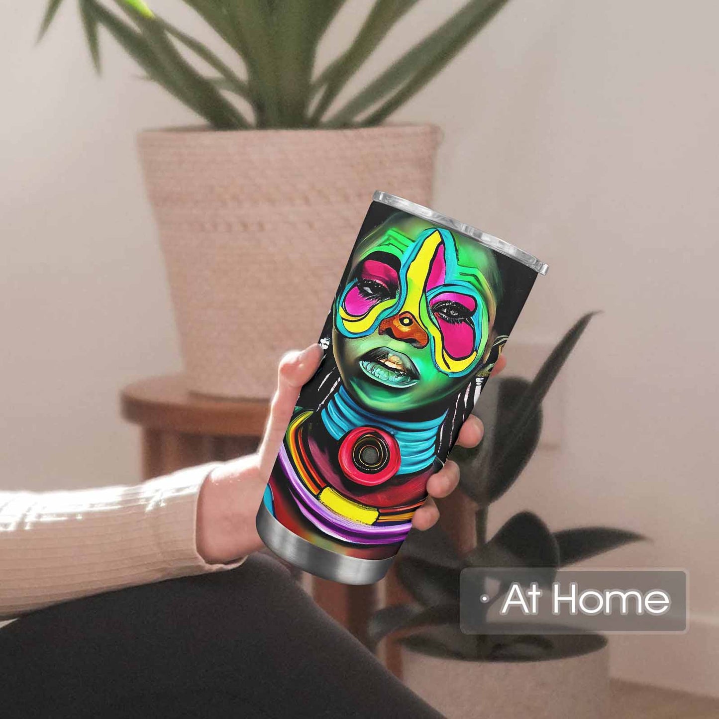 Dreads & Braids, Transparent Tumbler, mug, african tribal, outline MCL, Fulangiara 17