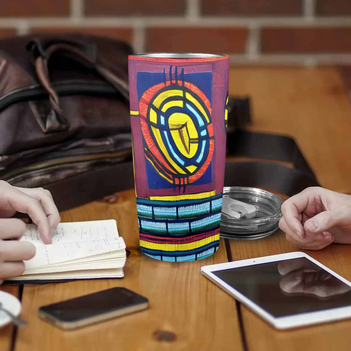 African Art, stainless steel insulated tumbler, travel mug, design 28