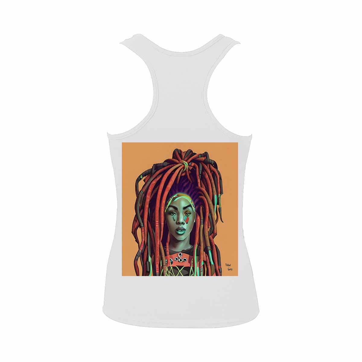 Dreads & Braids, WHITE tank top, cotton, african tribal, full image Fulangiara 34