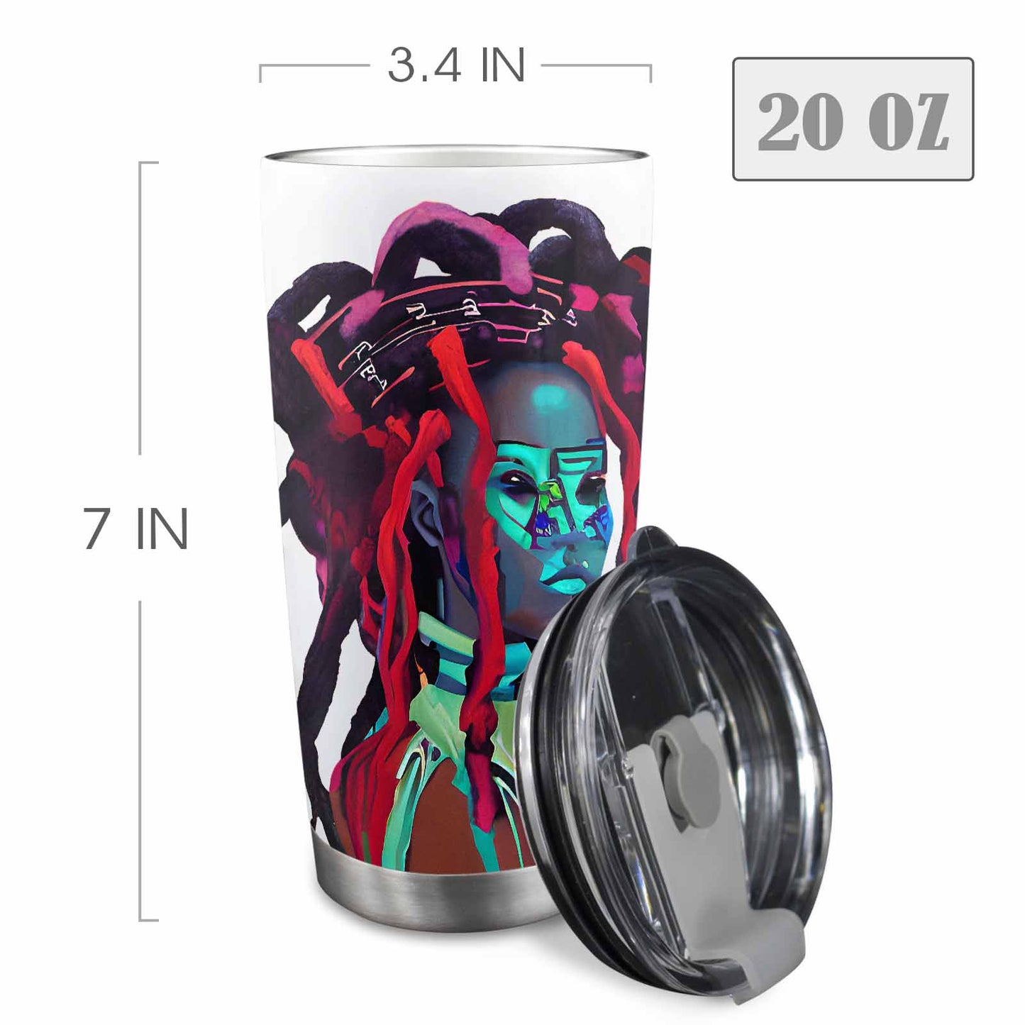 Dreads & Braids, Transparent Tumbler, mug, african tribal, outline BL, Fulangiara 7