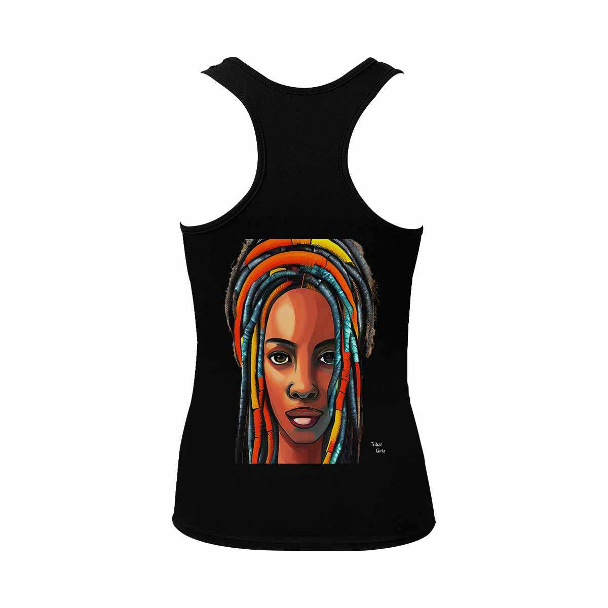 Dreads & Braids, BLACK tank top, cotton, african tribal, outline WL, Fulangiara 8
