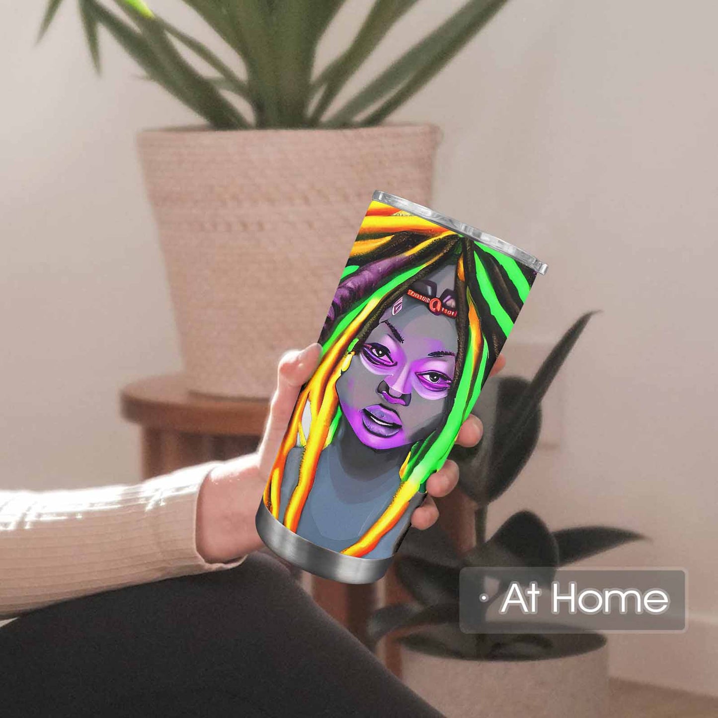 Dreads & Braids, Transparent Tumbler, mug, african tribal, outline MCL, Fulangiara 28
