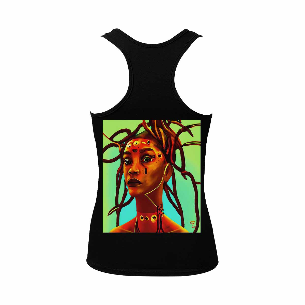 Dreads & Braids, BLACK tank top, cotton, african tribal, full image Fulangiara 37