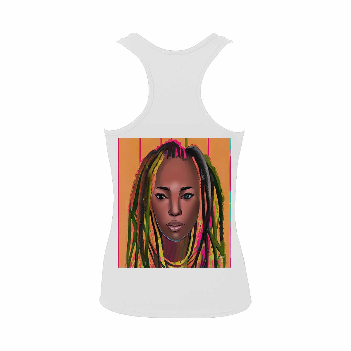 Dreads & Braids, WHITE tank top, cotton, african tribal, full image Fulangiara 12