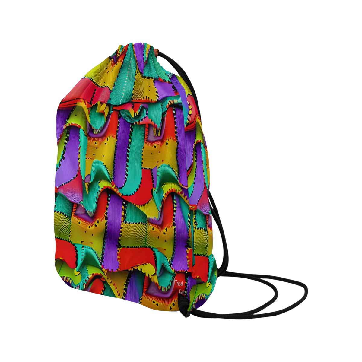 African artsy drawstring sling bag, design 05