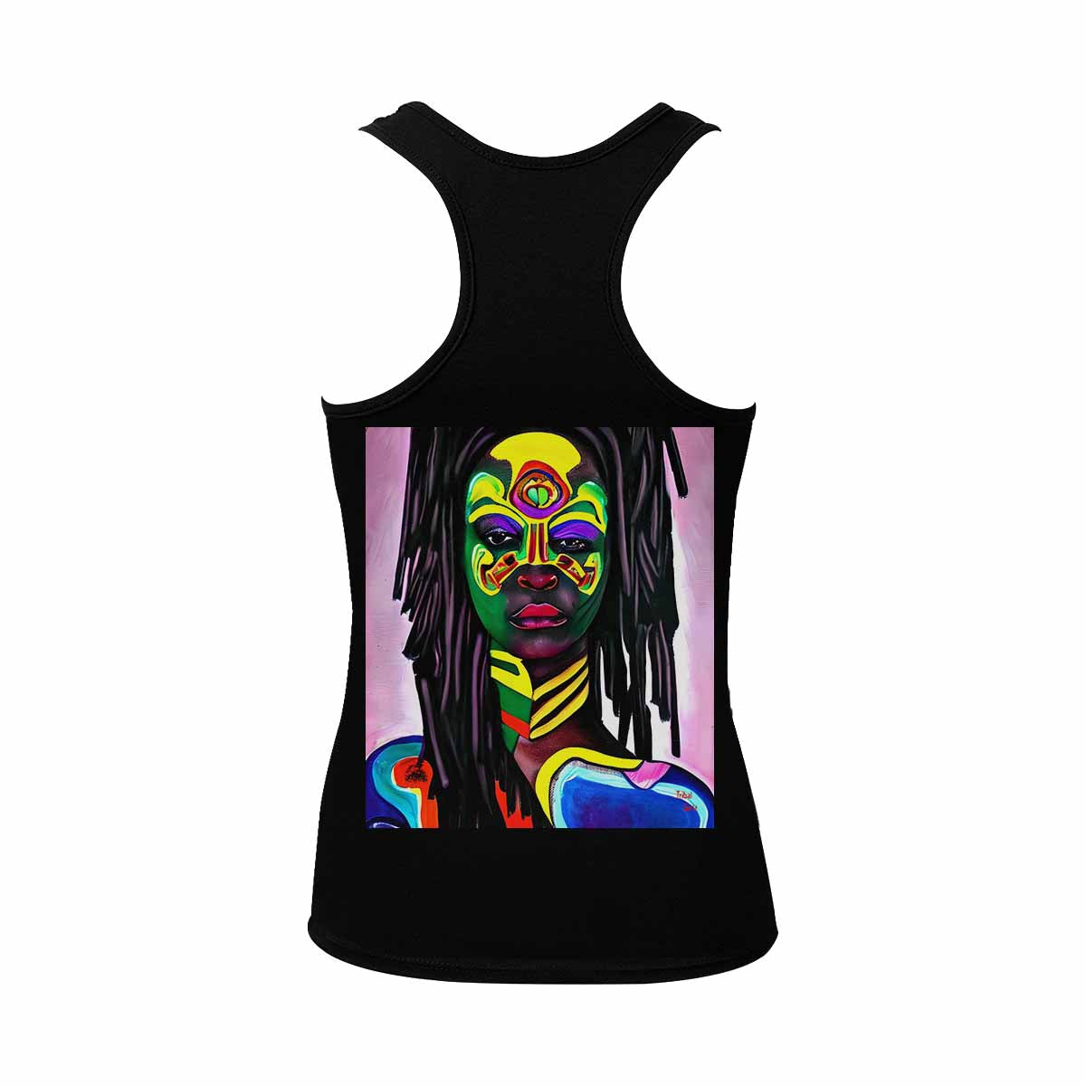 Dreads & Braids, BLACK tank top, cotton, african tribal, full image Fulangiara 15