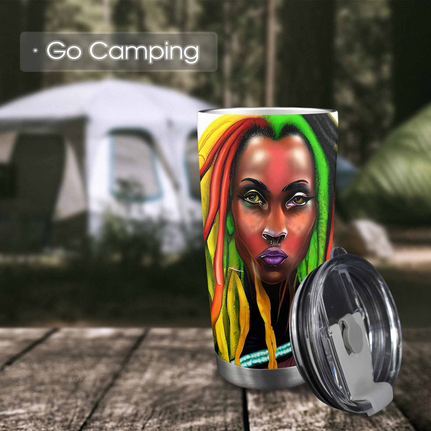 Dreads & Braids, Transparent Tumbler, mug, african tribal, outline BL, Fulangiara 25