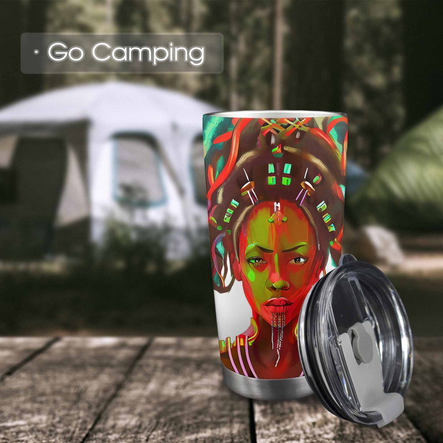 Dreads & Braids, Transparent Tumbler, mug, african tribal, outline BL, Fulangiara 39