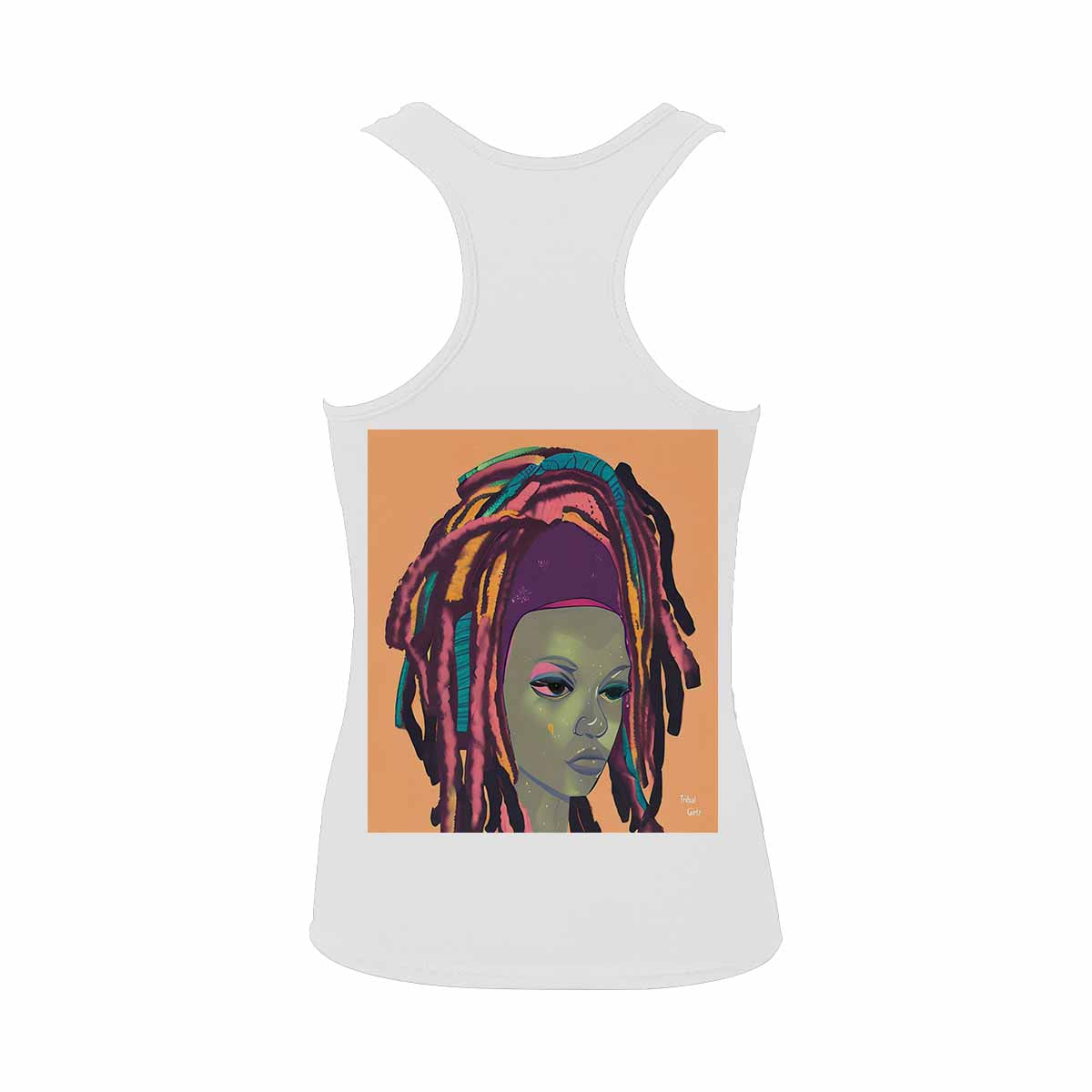 Dreads & Braids, WHITE tank top, cotton, african tribal, full image Fulangiara 9