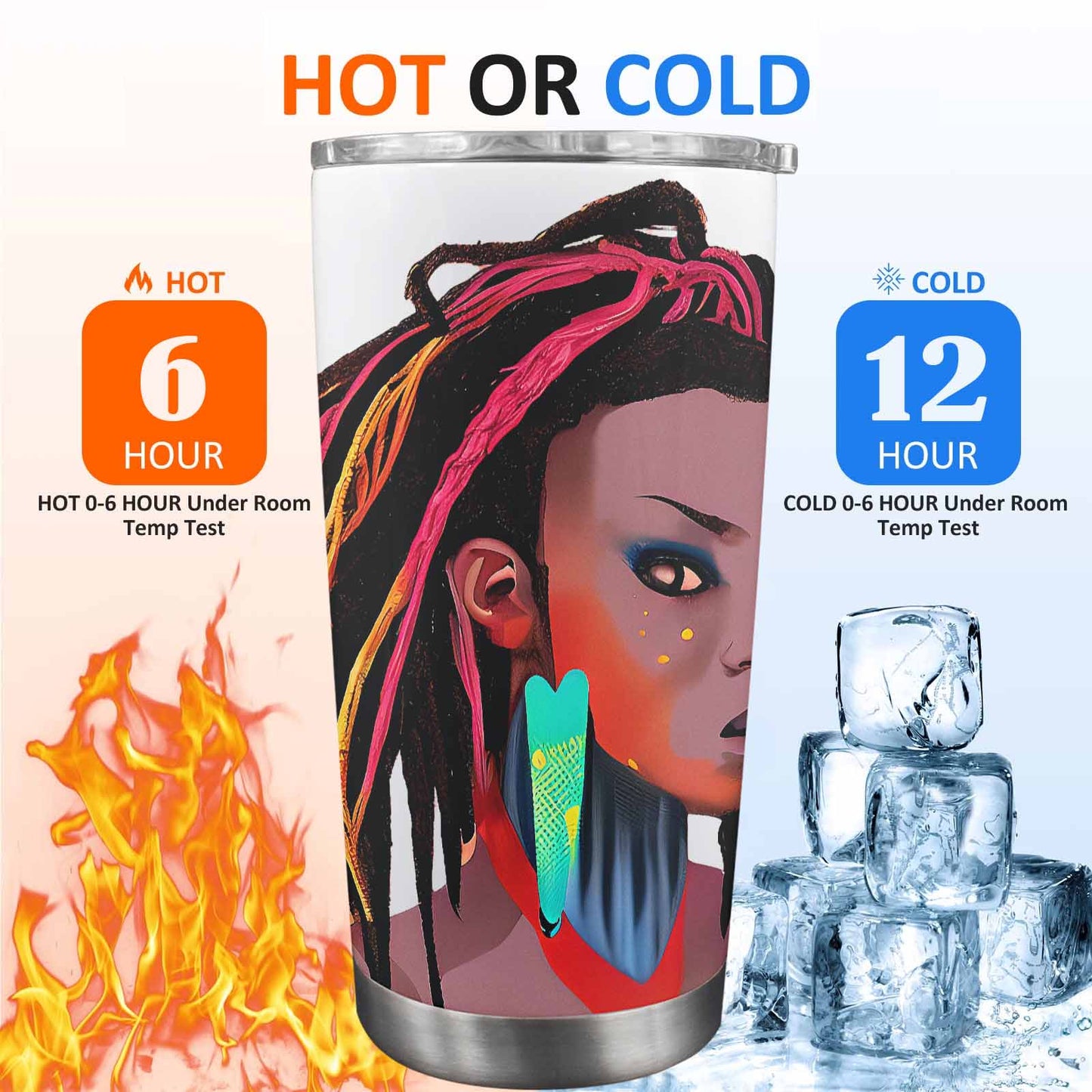 Dreads & Braids, Transparent Tumbler, mug, african tribal, outline BL, Fulangiara 27