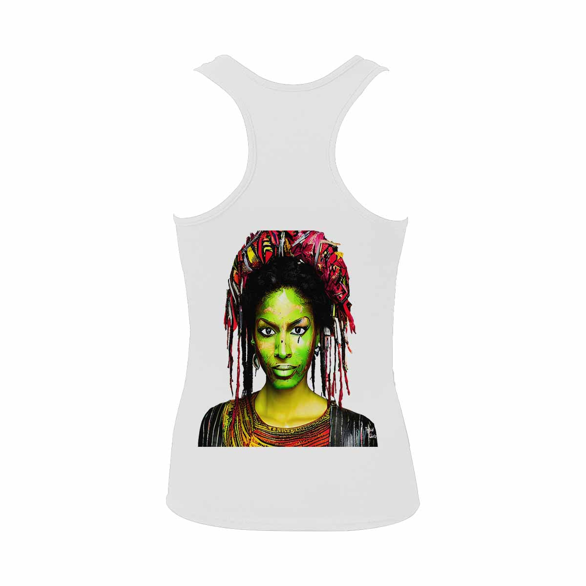 Dreads & Braids, WHITE tank top, cotton, african tribal, outline MCL, Fulangiara 2