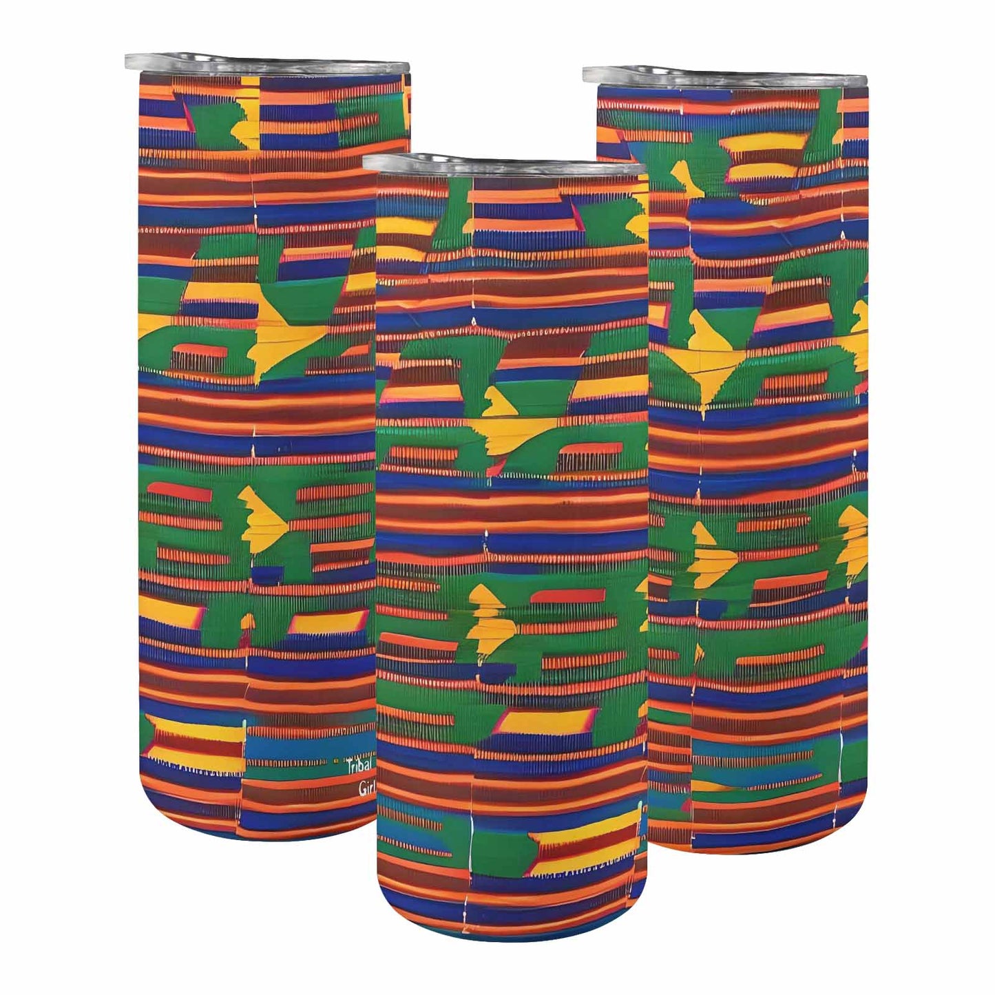 African Art, tall stainless steel insulated tumbler, travel mug, design 07