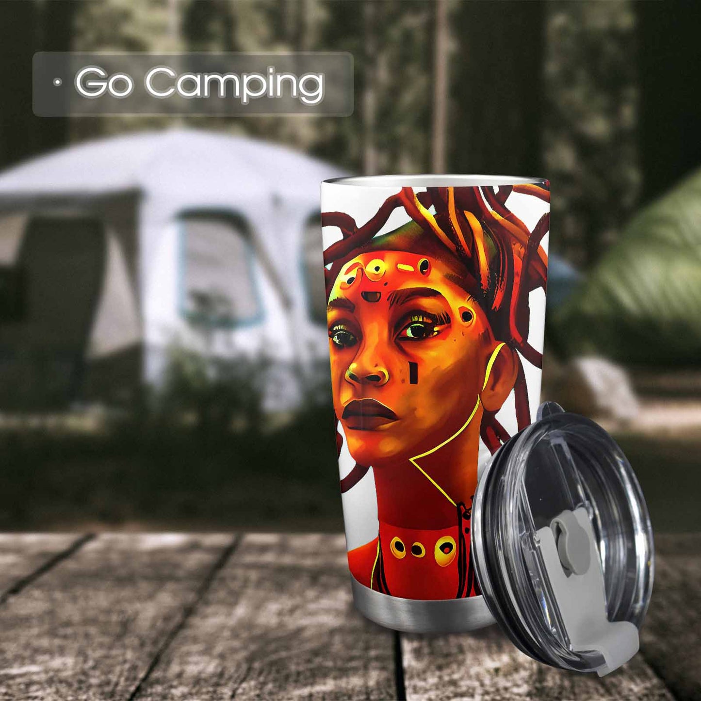 Dreads & Braids, Transparent Tumbler, mug, african tribal, outline BL, Fulangiara 37