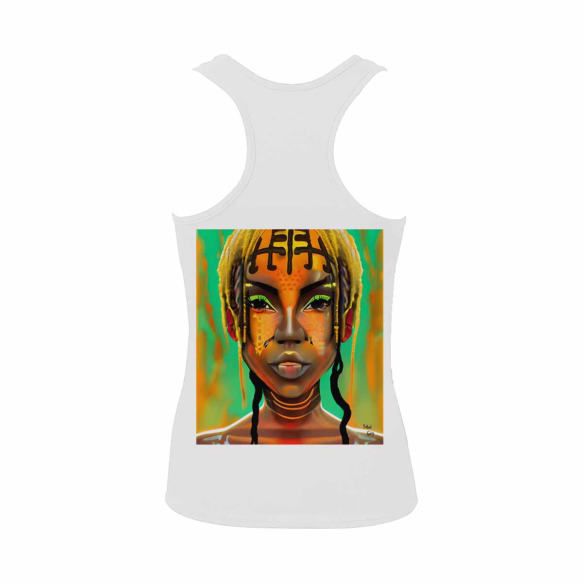 Dreads & Braids, WHITE tank top, cotton, african tribal, full image Fulangiara 41