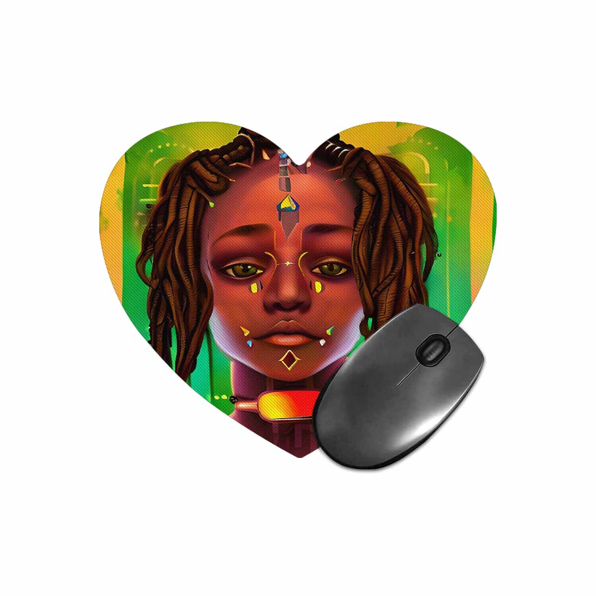 Dreads & Braids, heart shape mouse pad, Fulangiara 45