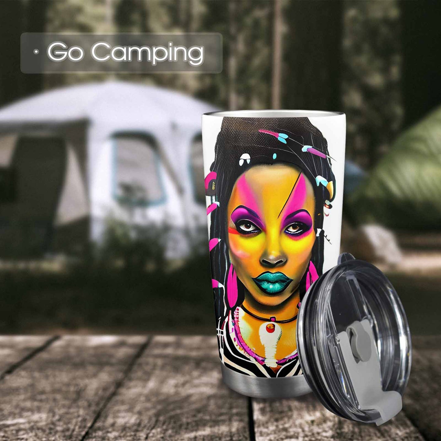 Dreads & Braids, Transparent Tumbler, mug, african tribal, outline BL, Fulangiara 33