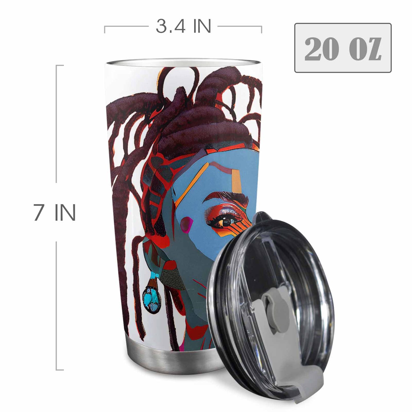 Dreads & Braids, Transparent Tumbler, mug, african tribal, outline BL, Fulangiara 23
