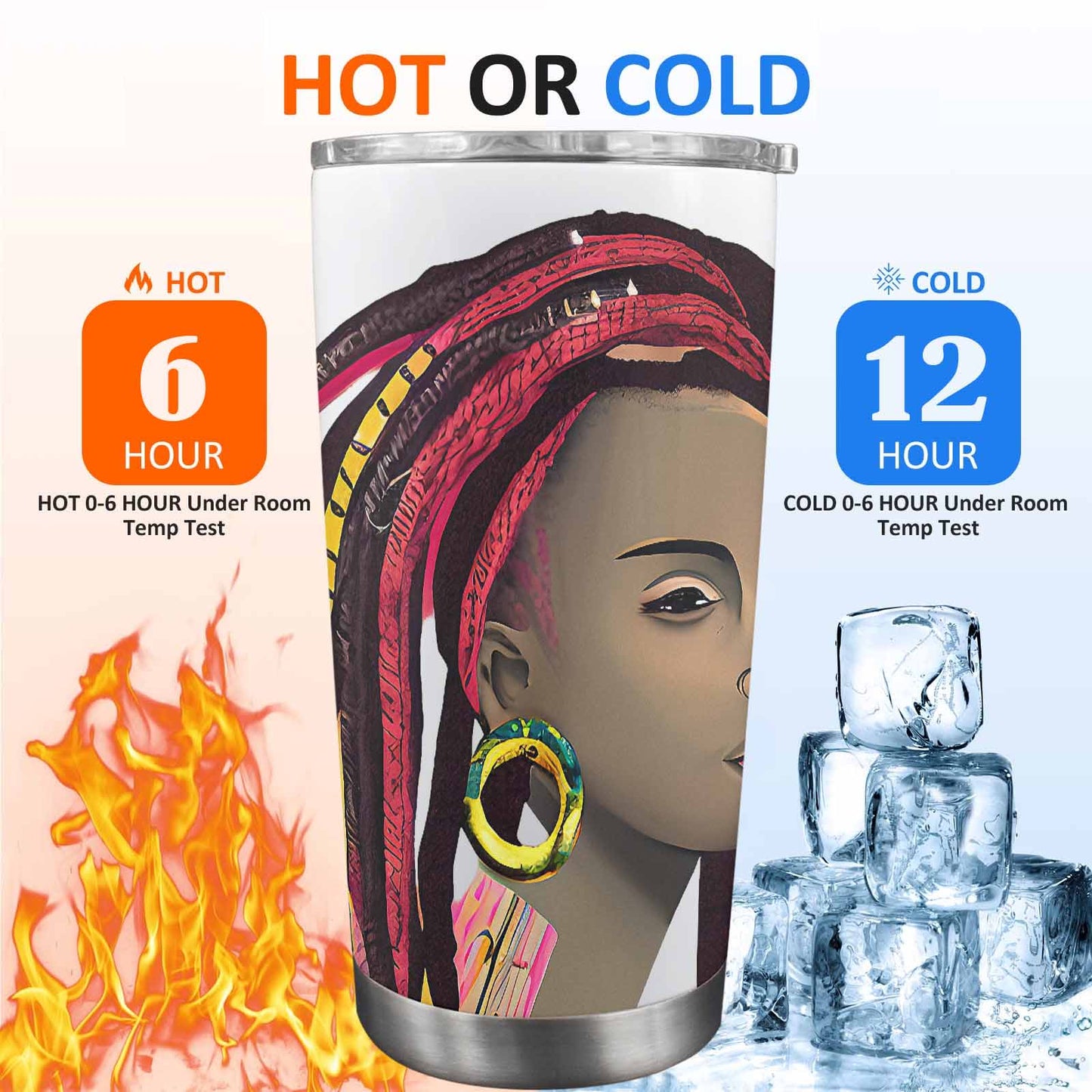 Dreads & Braids, Transparent Tumbler, mug, african tribal, outline BL, Fulangiara 4