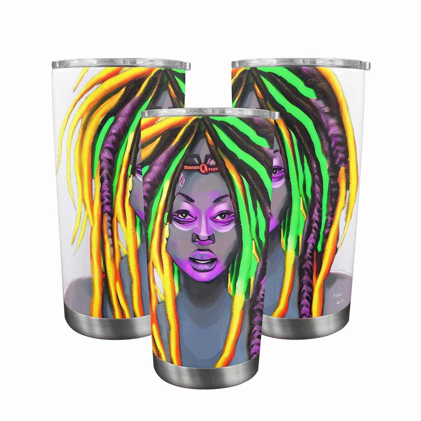 Dreads & Braids, Transparent Tumbler, mug, african tribal, outline MCL, Fulangiara 28