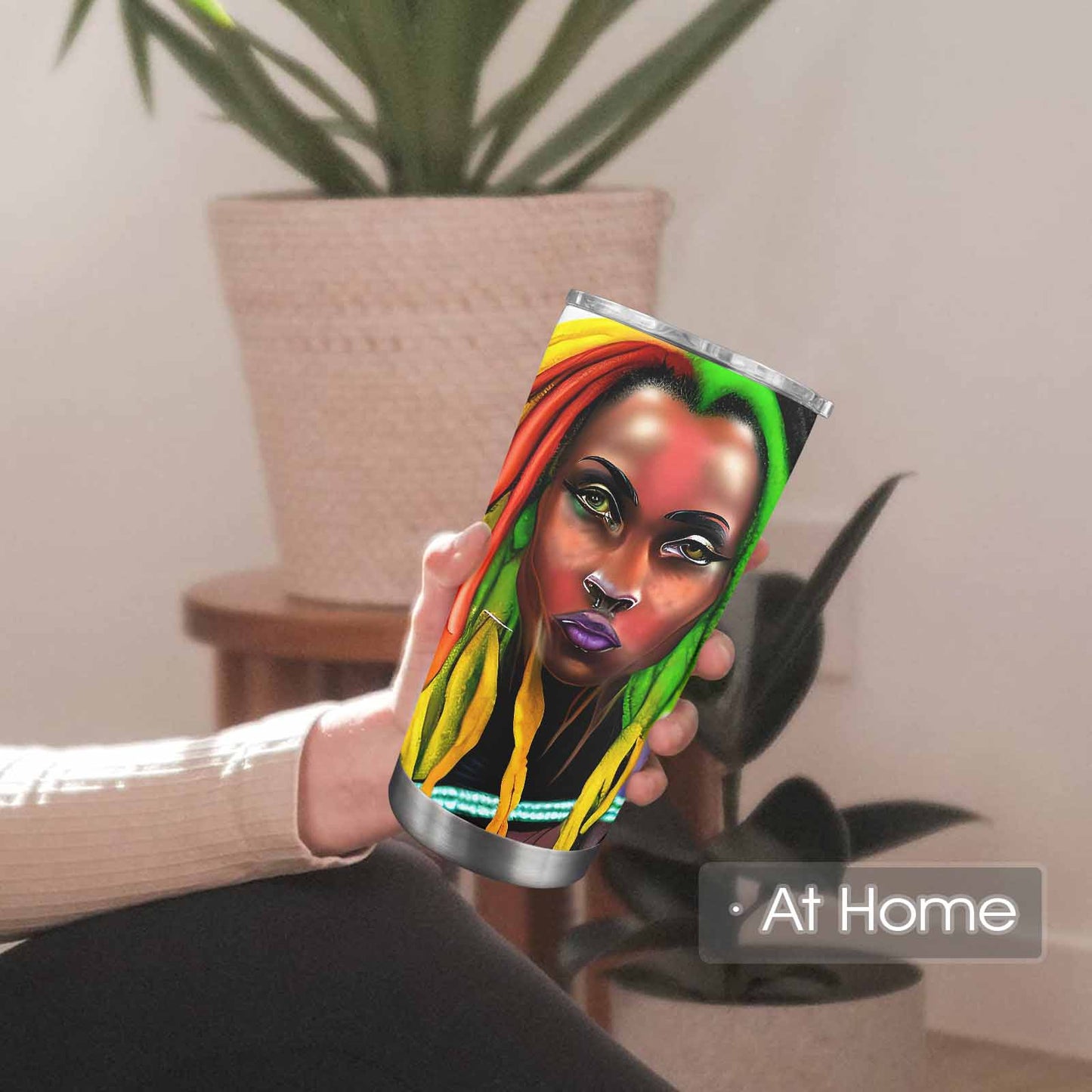 Dreads & Braids, Transparent Tumbler, mug, african tribal, outline BL, Fulangiara 25