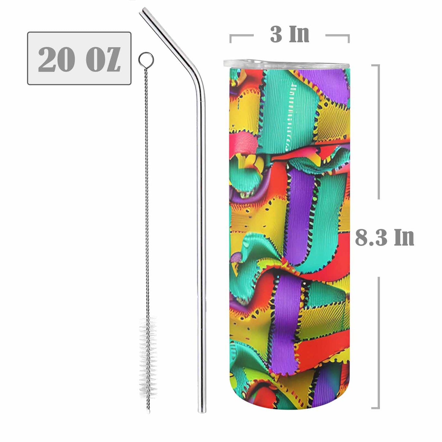 African Art, tall stainless steel insulated tumbler, travel mug, design 05