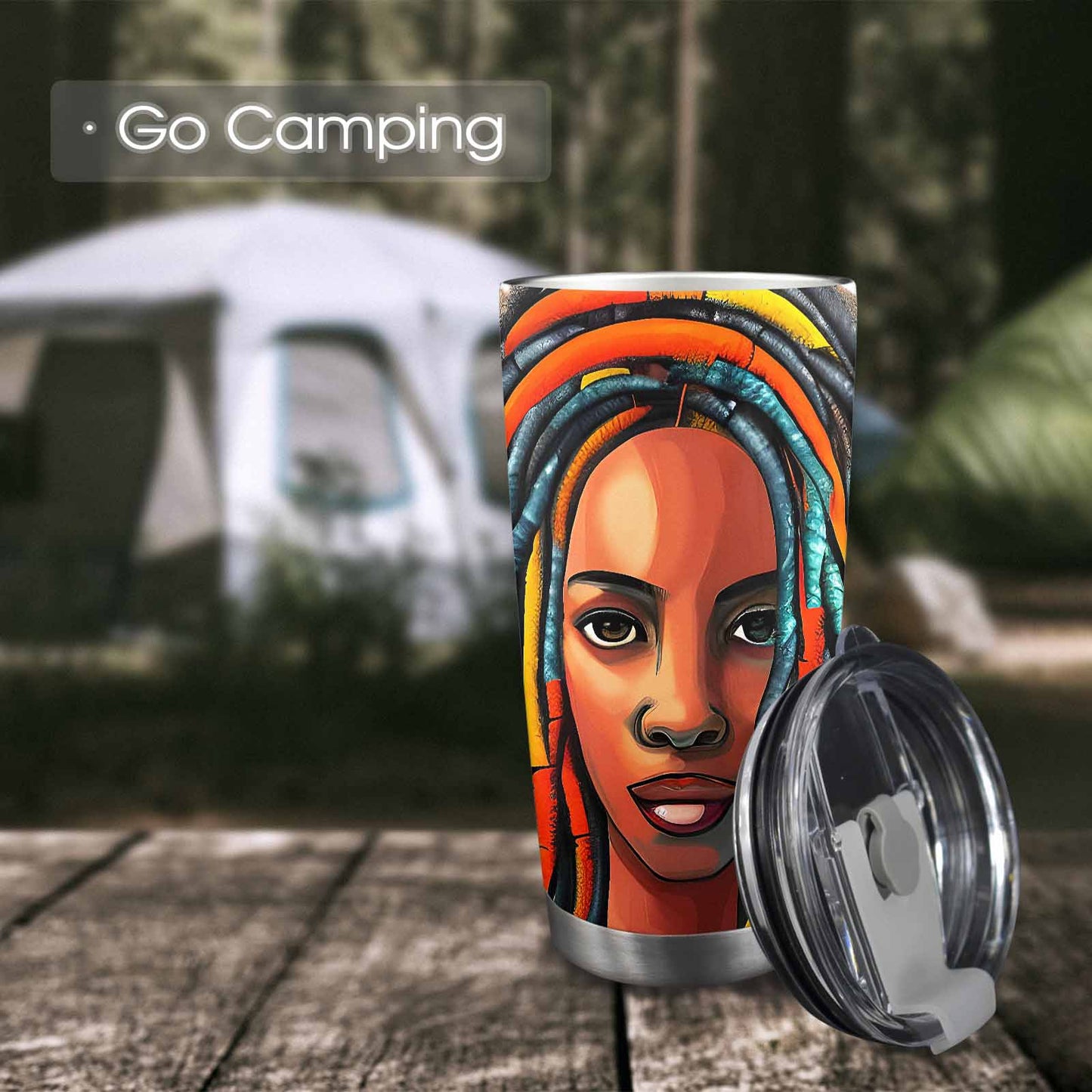 Dreads & Braids, Transparent Tumbler, mug, african tribal, outline BL, Fulangiara 8