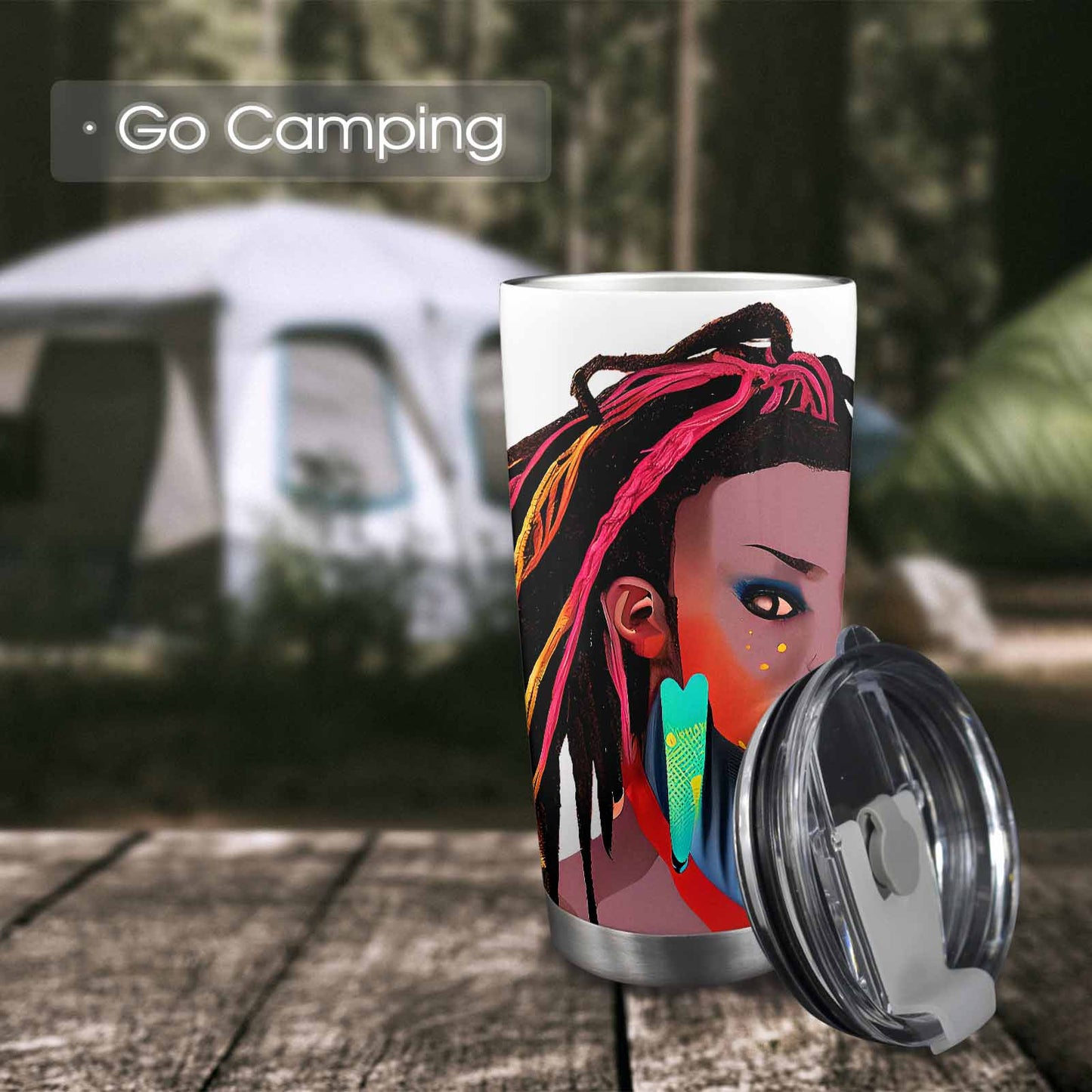 Dreads & Braids, Transparent Tumbler, mug, african tribal, outline BL, Fulangiara 27