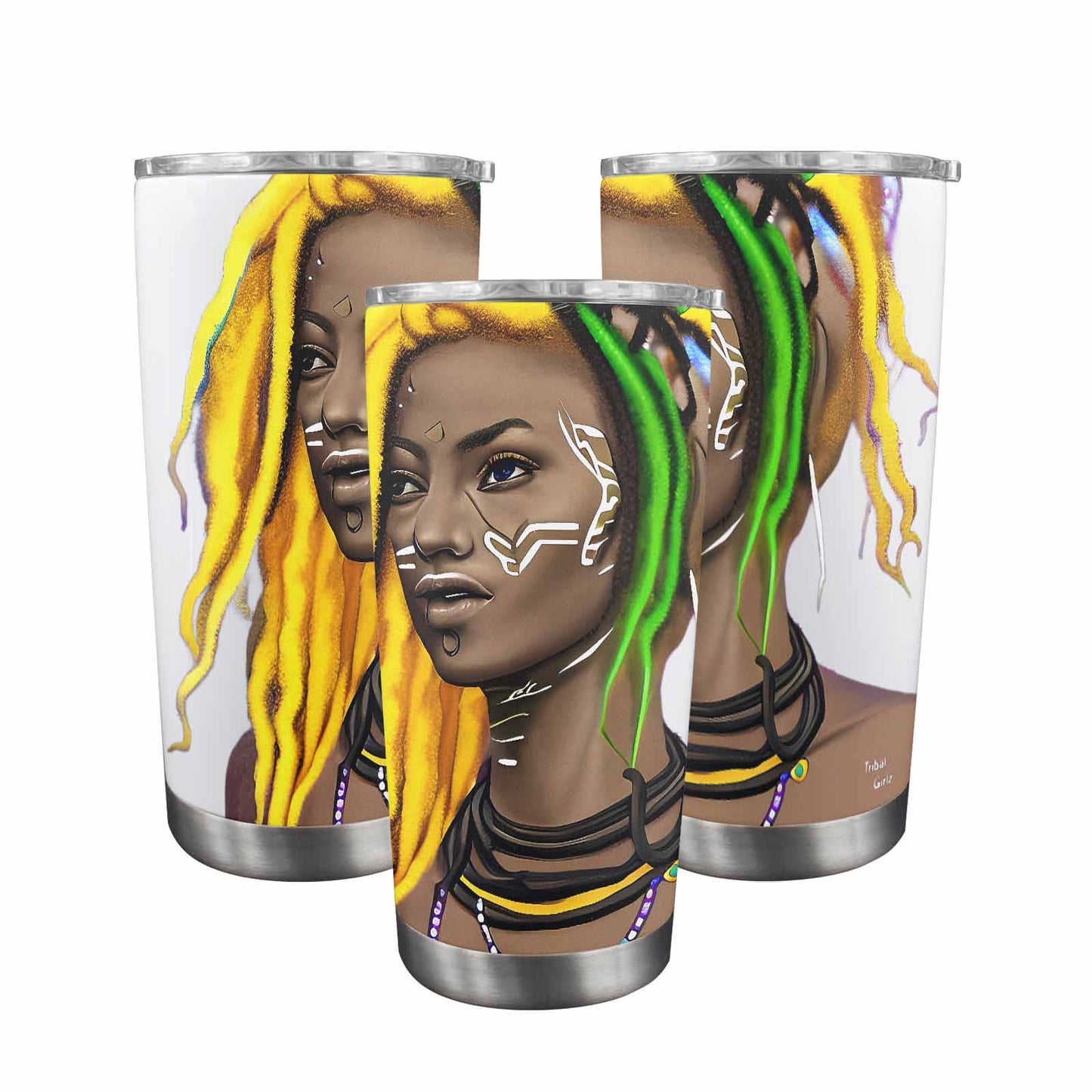 Dreads & Braids, Transparent Tumbler, mug, african tribal, outline MCL, Fulangiara 1