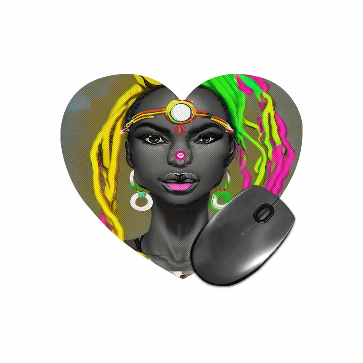 Dreads & Braids, heart shape mouse pad, Fulangiara 6