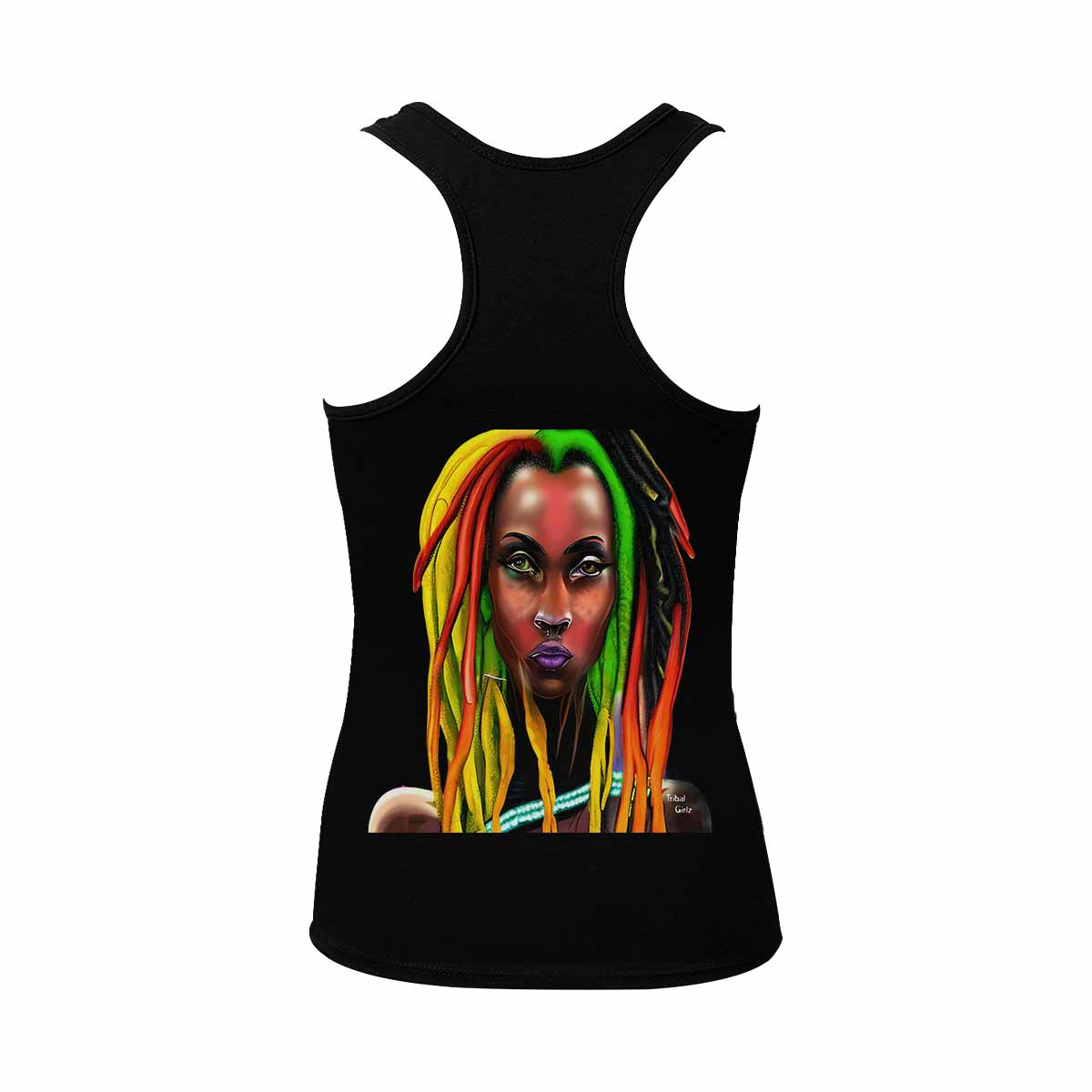 Dreads & Braids, BLACK tank top, cotton, african tribal, outline WL, Fulangiara 25