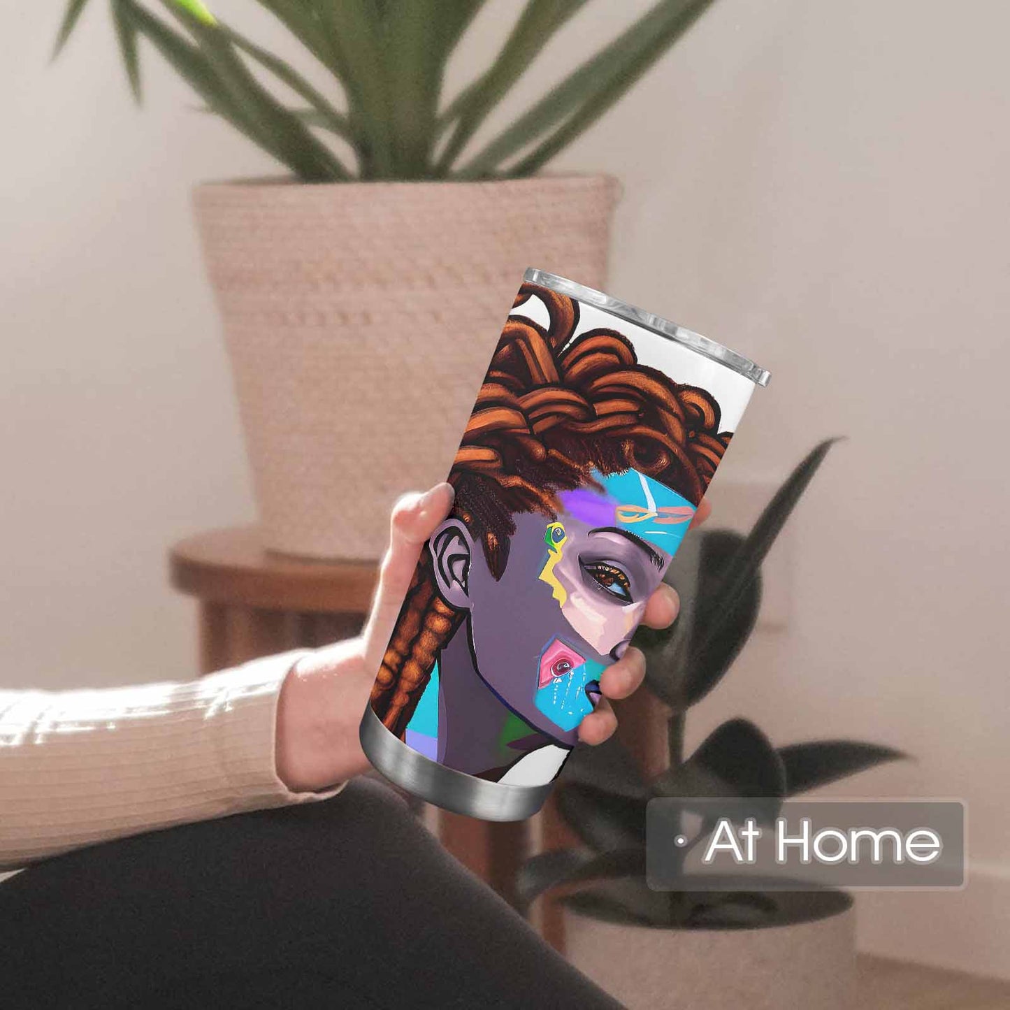 Dreads & Braids, Transparent Tumbler, mug, african tribal, outline BL, Fulangiara 36