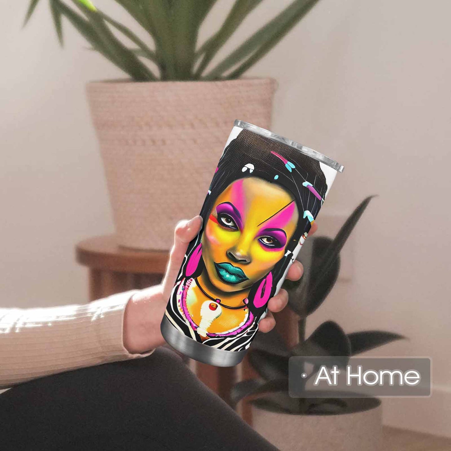 Dreads & Braids, Transparent Tumbler, mug, african tribal, outline BL, Fulangiara 33