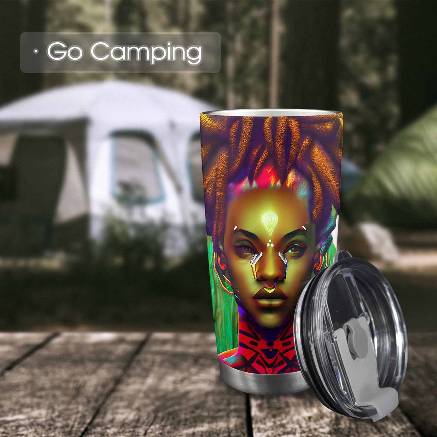 Dreads & Braids, Transparent Tumbler, mug, african tribal, outline BL, Fulangiara 43