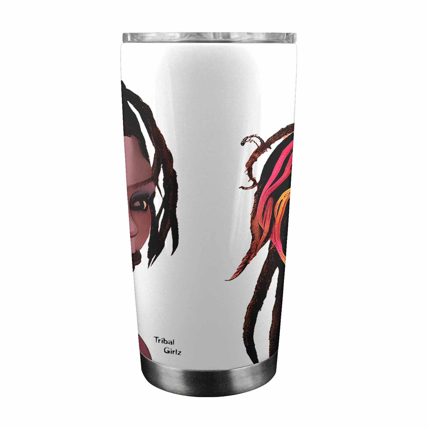 Dreads & Braids, Transparent Tumbler, mug, african tribal, outline BL, Fulangiara 27