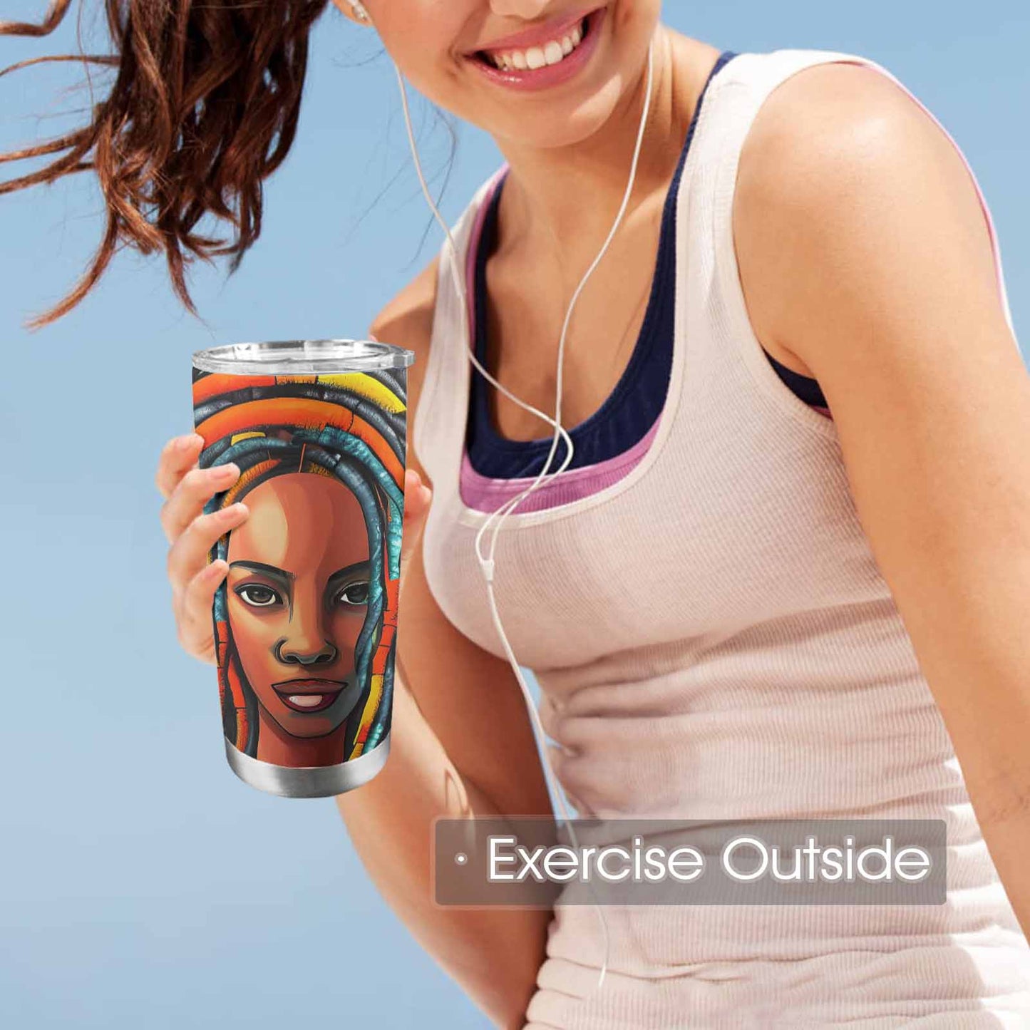 Dreads & Braids, Transparent Tumbler, mug, african tribal, outline BL, Fulangiara 8