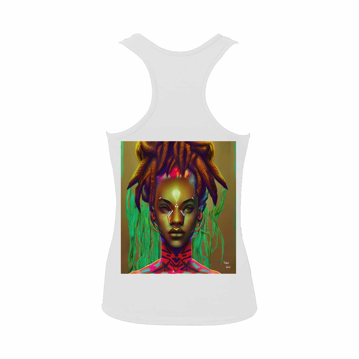 Dreads & Braids, WHITE tank top, cotton, african tribal, full image Fulangiara 43