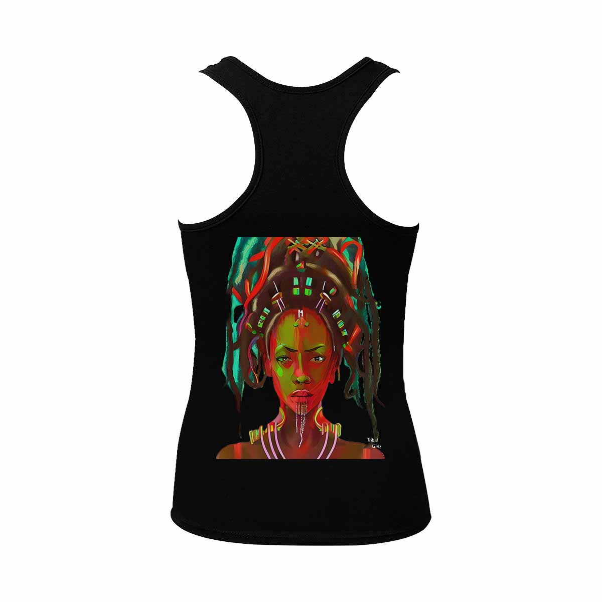 Dreads & Braids, BLACK tank top, cotton, african tribal, outline WL, Fulangiara 39
